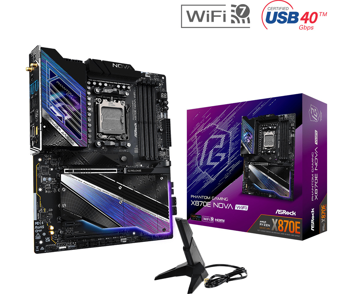 ASRock PHANTOM GAMING X870E Nova WiFi Motherboard ATX με AMD AM5 Socket