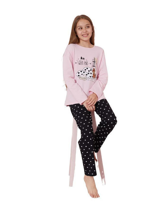 Sexen Kinder Schlafanzug Winterlich Baumwoll Rosa