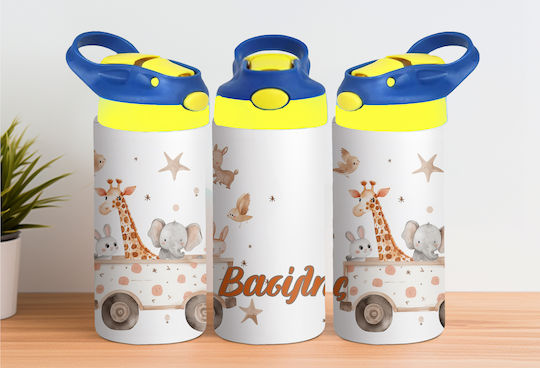Lid Kids Water Bottle Thermos Stainless Steel with Straw 360ml (Various Designs/Colours)
