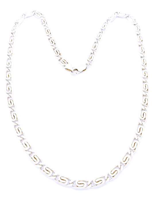 PS Silver Ασημένια Αλυσίδα Λαιμού Φαρδιά Πάχους 6.75mm και Μήκους 54cm