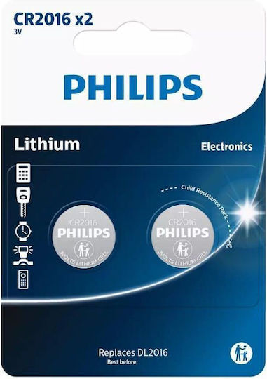 Philips Batterien Lithium für Uhren CR2016 3V 2Stück