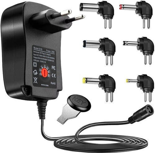 Universal Power Adapter Adjustable Voltage 3 to 30W with Plug Set (AT02426)
