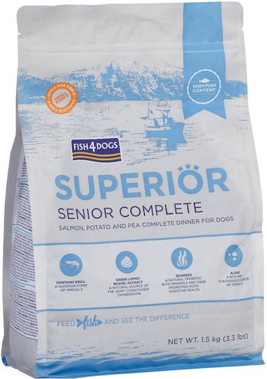 Fish4Dogs 1.5kg Dry Food Grain-Free & Gluten-Free for Senior Neutered Dogs with Salmon