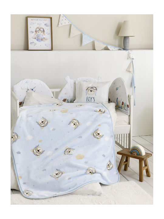 Nima Blanket Cot Boy's World Velvet Light Blue Light Blue 110x140cm