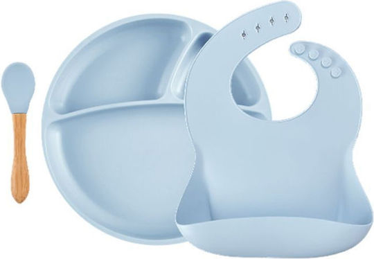 Minikoioi Set Essgeschirr aus Silikon Blau 3Stück für 6+ Monate