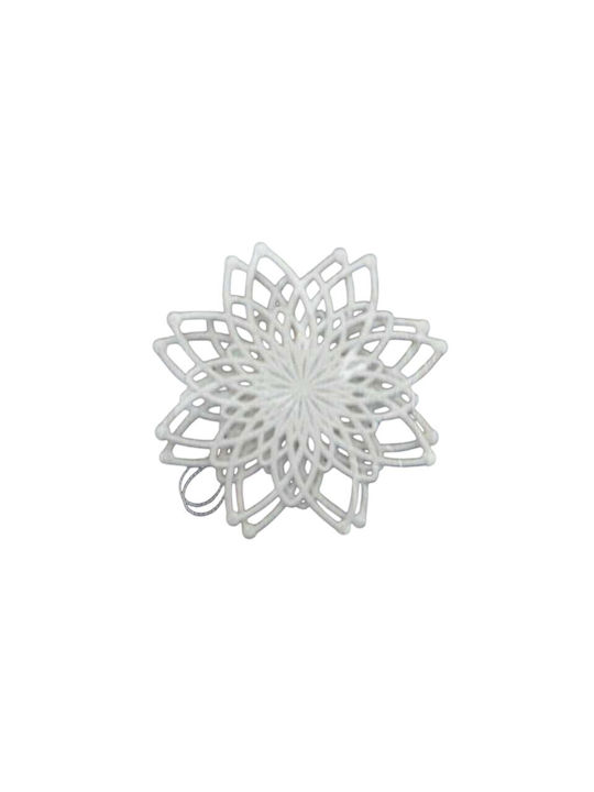 Hanging Snowflake Ornament White with Glitter Set 2pcs