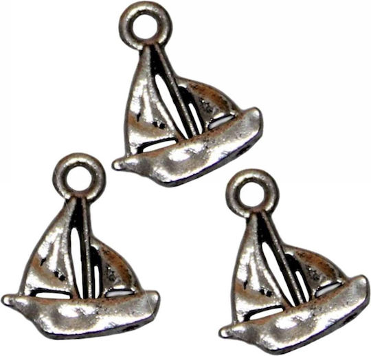 Material Glücksbringer Silber Metall Schiff Packung mit 50 Stück 1,62x1,32cm Tatu Moyo