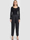 Damen Stoff Hose Black