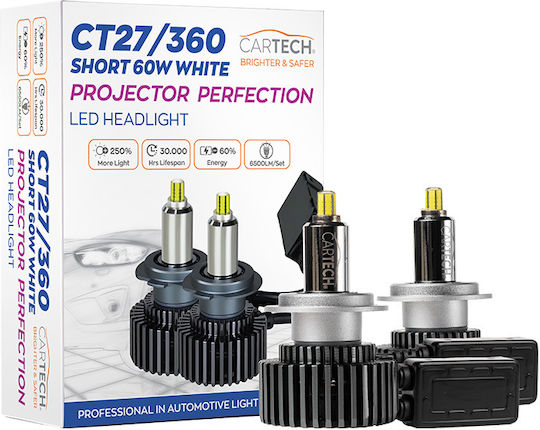 Cartech Λάμπες Αυτοκινήτου H7 LED Λευκό 60W 2τμχ