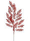 Red Glitter Fern Branch 80cm
