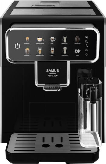 Samus Perfection Espressor Automat 1350W, Presiune 15 bar, pentru Cappuccino, cu Râșniță, Negru