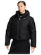 Sportswear Women's Crop Sports Jacket Waterproof for Winter with Hood Black