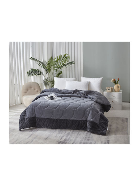 Charalambidis Textiles Bettbezug Einzelbett 160x220cm Dark Grey 750 GSMGsm