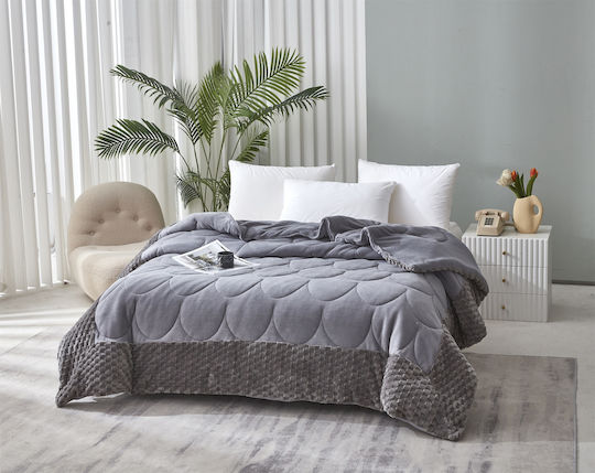 Charalambidis Textiles Κουβερτοπάπλωμα Υπέρδιπλο 220x240εκ. Ανοιχτό Γκρι 750 GSM