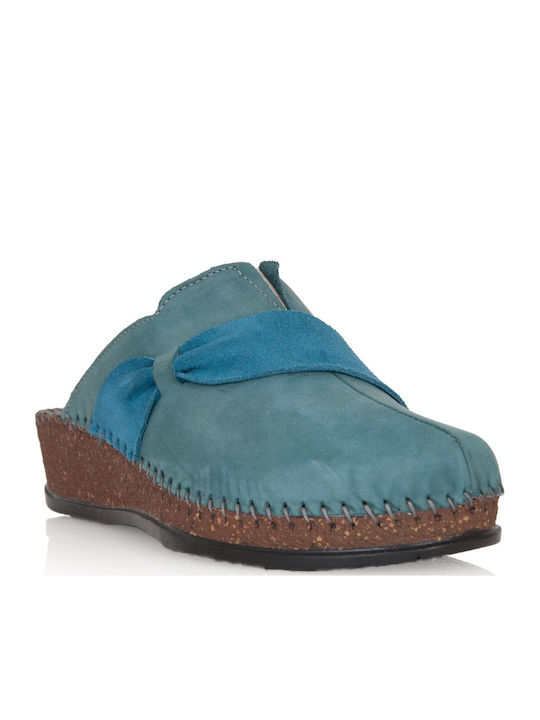 Anatomical Leather Women's Slippers Blue