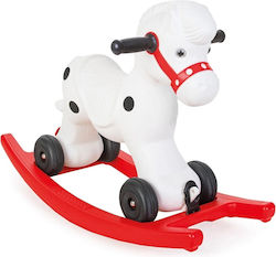 Pilsan Plastic Rocking Toy Horse with Wheels with Max Load Capacity 35kg White