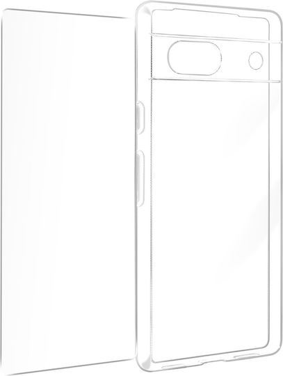 Avizar Hülle Google Pixel 7a Silikongel 9h Abgeschrägte Kante Transparent