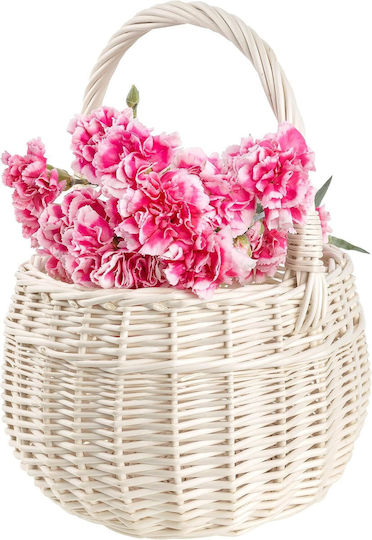 Creative Decorative Basket Wicker with Handles White 22x22x26cm