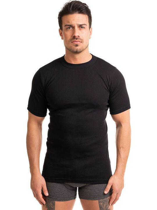 Men's Short Sleeve Black Undershirt