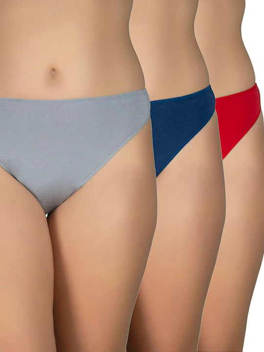 Hohe Taille Damen Zeichenfolge 3Pack Nahtlos blue-red-grey