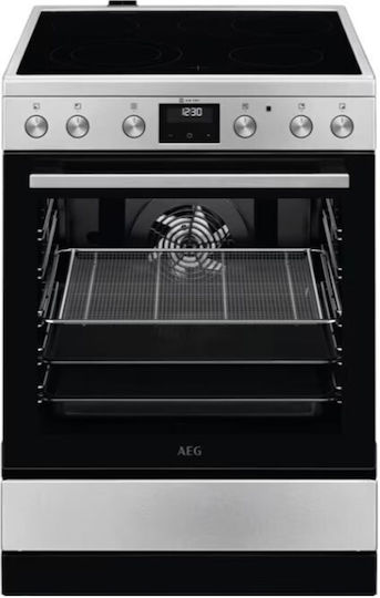 AEG Κουζίνα 73lt με Κεραμικές Εστίες Π59.6εκ. Inox