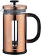 Klausberg Französische Pressstempel-Kaffeemaschine Rostfreier Stahl Bronze 1lt