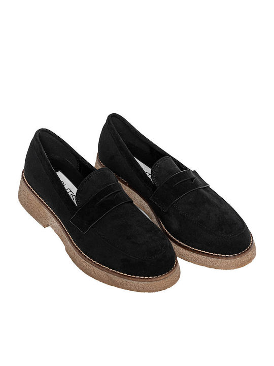 Leather Women's Moccasins in Black Color
