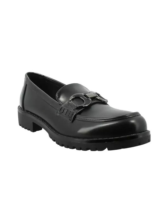 Δερμάτινα Γυναικεία Loafers σε Μαύρο Χρώμα