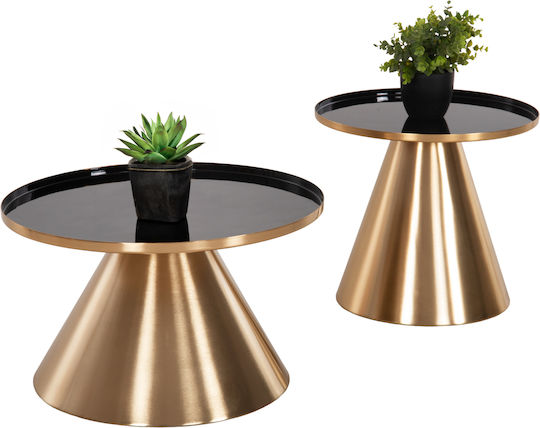 Round Side Coffee Table Lorme Metal Black & Gold 2 Pieces W40xL40xH35cm