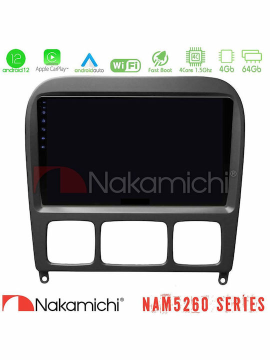 Nakamichi Car Audio System for Mercedes-Benz S Class 1999-2004 (Bluetooth/USB/AUX/WiFi/GPS/Apple-Carplay/Android-Auto) with Touch Screen 9"