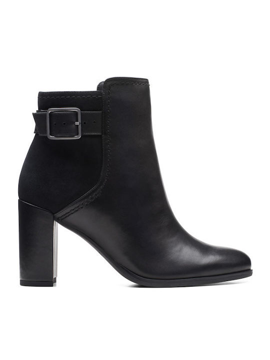 Buckle Ghete Dama Chelsea De Piele Cu Toc Înalt Negre
