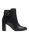 Buckle Ghete Dama Chelsea De Piele Cu Toc Înalt Negre