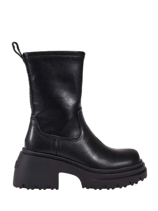 Buffalo Leder Stiefeletten Damen Schwarz 1220064 Skroutz Germany