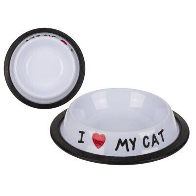 Out Blue Stainless-steel Feeding Dish "i Love My Cat"