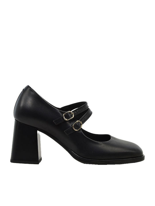Ragazza Leder Pumps mit Riemchen Schwarz