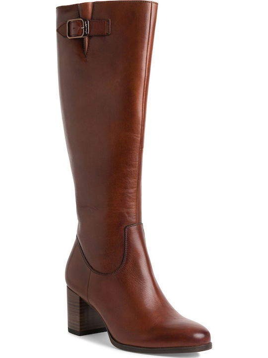 Tamaris Leather Medium Heel Women's Boots Tabac...