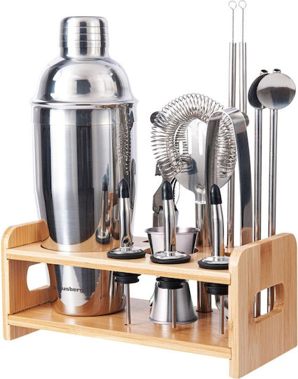 Bartender Cocktail Drink Set 15-piece Silver Shaker Klausberg Kb-7653