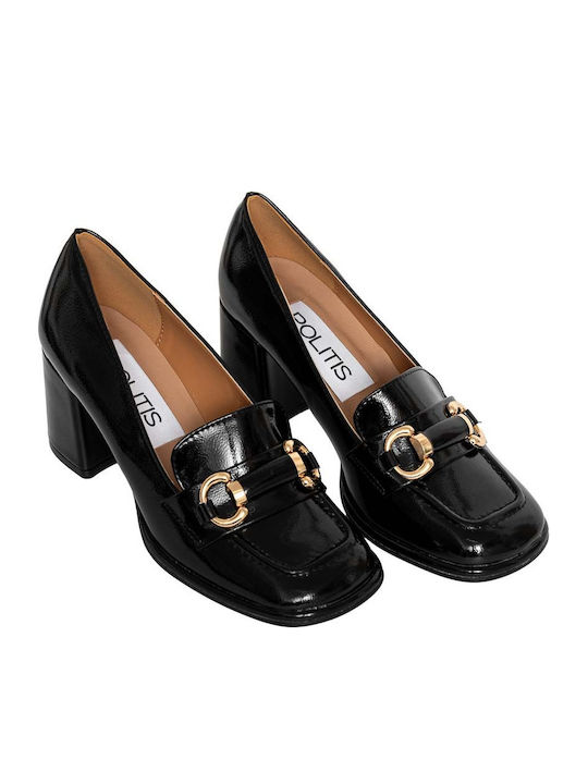 Patent Leather Women's Moccasins in Black Color