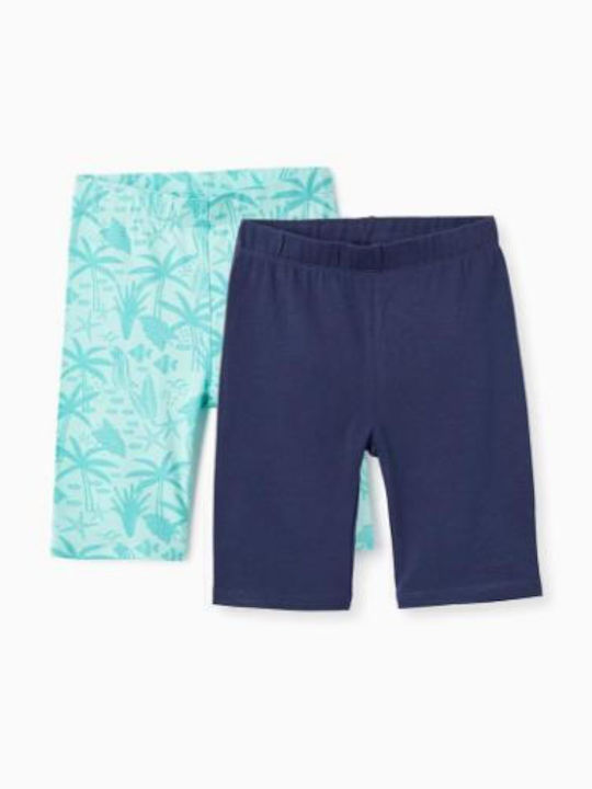 Set Colanți Copii Ciclism Scurți Aqua-blue