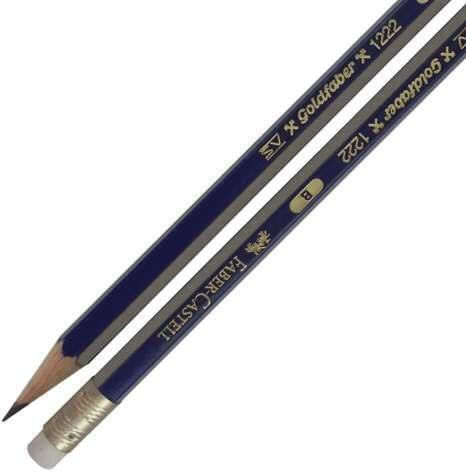 Faber-Castell 1221 Сет от 12 Моливи B с Гума Златист