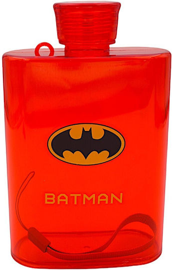 Kids Water Bottle Batman Plastic with Screw Cap Non Spill Red 430ml