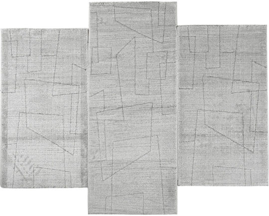 Polcarpet Alberta 328 L.grey Σετ Μοντέρνα Χαλιά Κρεβατοκάμαρας L.grey Polcarpet alberta328llgreybedset 3τμχ