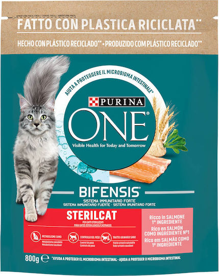Purina One Ξηρά Τροφή για Ενήλικες Στειρωμένες Γάτες με Σολομό 0.8kg