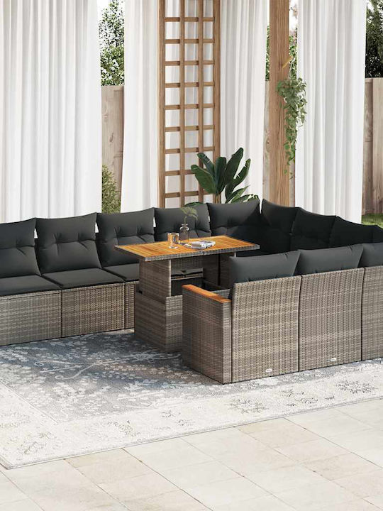 Garten- und Outdoor-Möbelsets 11 Stück Grau mit...