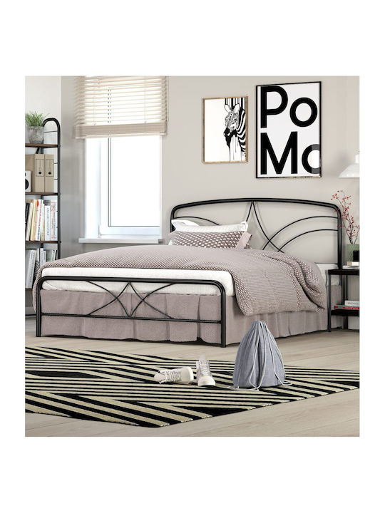 Lina Metal Semi-Double Bed Black Suitable for M...