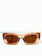 Looks Style Eyewear Дамски Слънчеви Очила с Бежова Пластмасова Рамка и Кафяви Стъкла