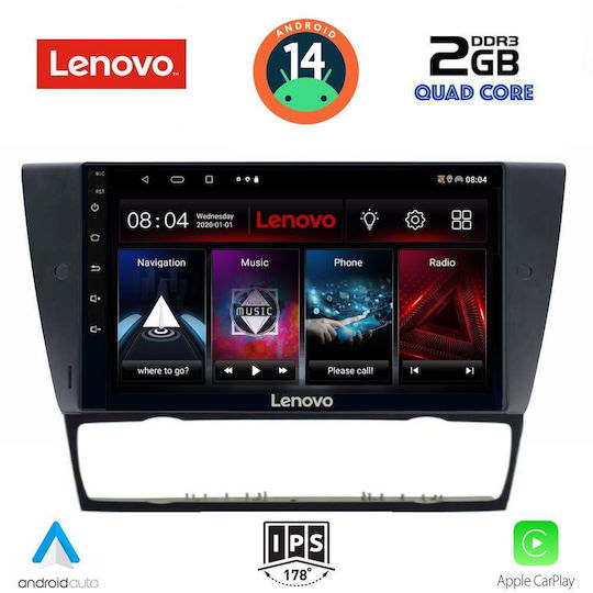 Lenovo Ηχοσύστημα Αυτοκινήτου για BMW E90 / E91 / E92 2005-2012 (Bluetooth/USB/AUX/WiFi/GPS/Apple-Carplay/Android-Auto) με Οθόνη Αφής 9"