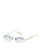Unisex Sunglasses with Silver Metal Frame and Light Blue Gradient Mirror Lens