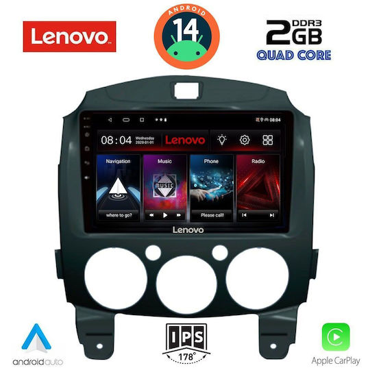 Lenovo Ηχοσύστημα Αυτοκινήτου για Mazda 2 2007-2014 (Bluetooth/USB/AUX/WiFi/GPS/Apple-Carplay/Android-Auto) με Οθόνη Αφής 9"