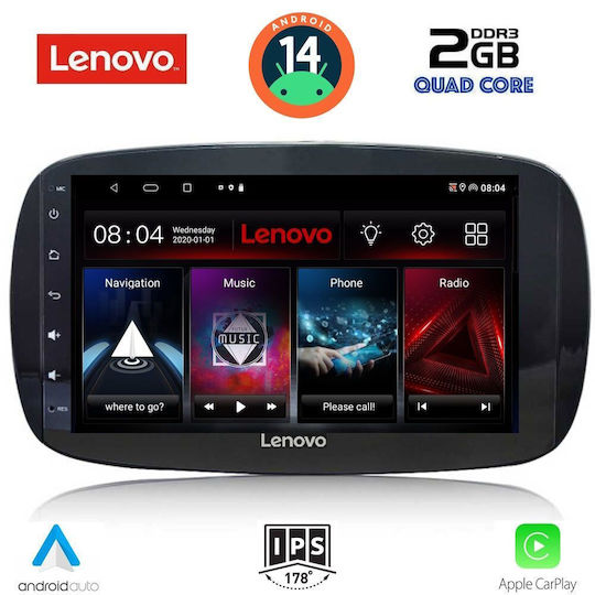 Lenovo Auto-Audiosystem für Smart FürZwei 2016> (Bluetooth/USB/AUX/WiFi/GPS/Apple-Carplay/Android-Auto) mit Touchscreen 9"